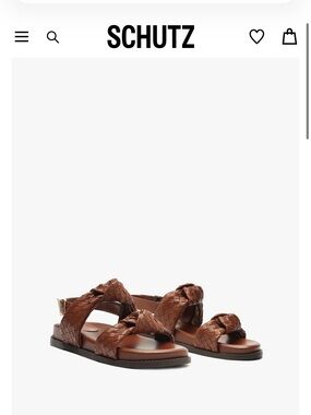 SCHUTZ Brown Woven Strap Leather Sandals